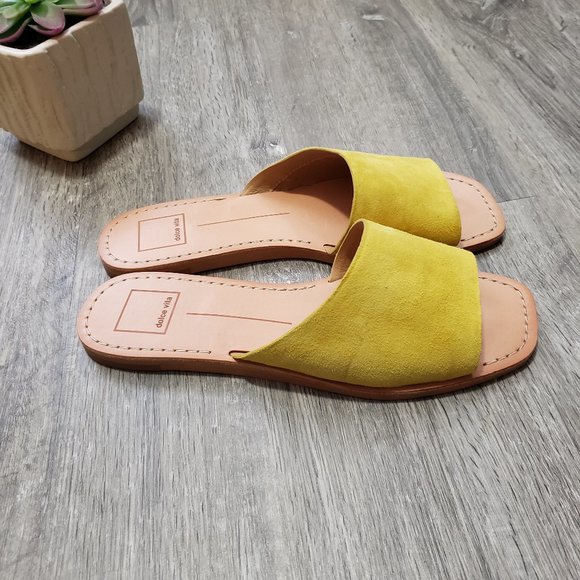 Dolce Vita Yellow Slide Sandals - Picture 4 of 14